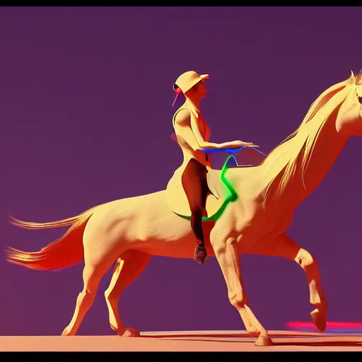 Image similar to neon digital fantasy horse by Eadweard Muybridge reimagined by industrial light and magic, digital screenshot, trending on artstation
