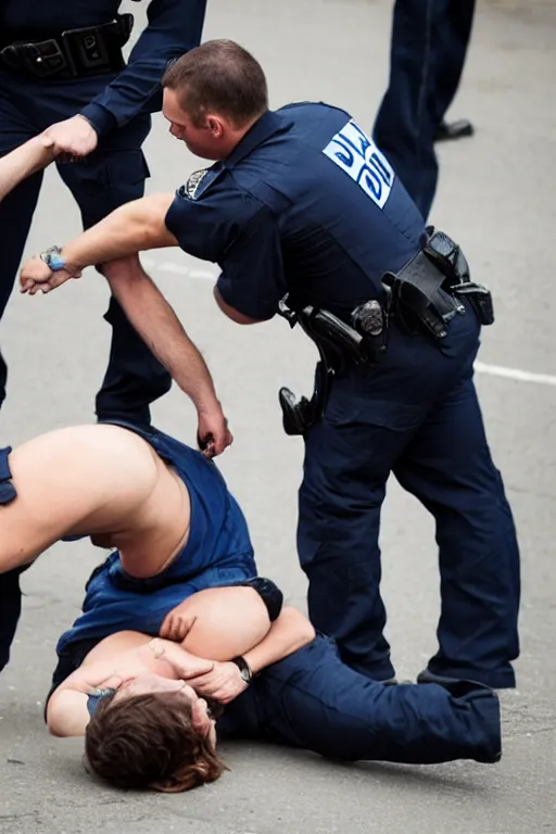 Image similar to police officer arresting criminal