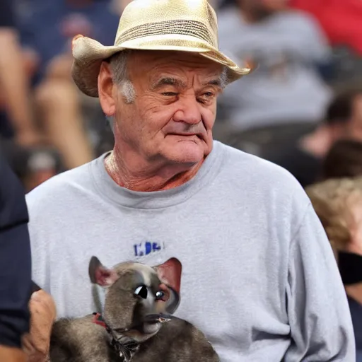 Prompt: eddie munson, going full munson, bill murray is worried, hiding, peeking out, photo