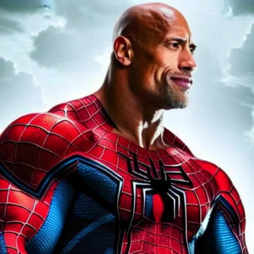 Image similar to Dwayne Johnson as Spiderman