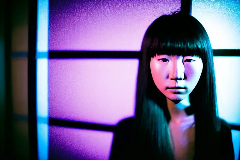 Image similar to photography masterpiece by haruto hoshi and yang seung woo, flash photography, portrait of a young japanese woman with dyed hair sitting in a in a kyabakura night club, shot on a canon 5 d mark iii with a 3 5 mm lens aperture f / 5. 6, dslr, hd, full res, 4 k