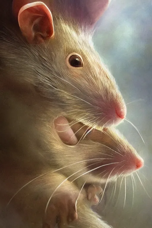 Image similar to photorealistic portrait photograph of a humanoid rat as a glorious regal space king, sleek outfit, upper body, fantasy, handsome, depth of field, soft focus, highly detailed, intricate, realistic, national geographic cover, soft glow, textured, artstation, concept art, sharp focus, illustration, art by artgerm and greg rutkowski and alphonse mucha