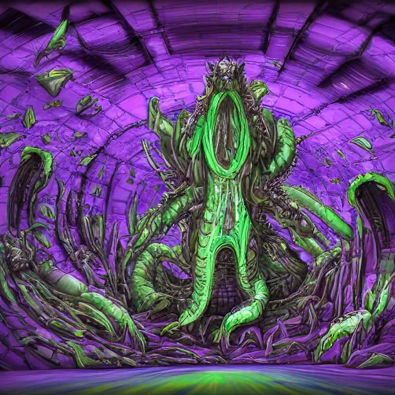 Image similar to detailed shot inside a goddess mecha dragon's cavernous living stomach, the walls purple and pulsing, slimy and hot, lots of acid pooling up on the floor, digesting a bunch of human, food pov, micro pov, vore, digital art, furry art, high quality, 8k 3D realistic, macro art, micro art, Furaffinity, Deviantart, Eka's Portal, G6