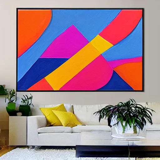 Image similar to award-winning large colorful abstract geometric shapes art painting