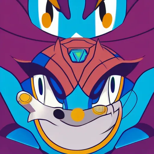 Prompt: Sonic the hedgehog portrait by Tristan Eaton, geometric, trending dribble, behance