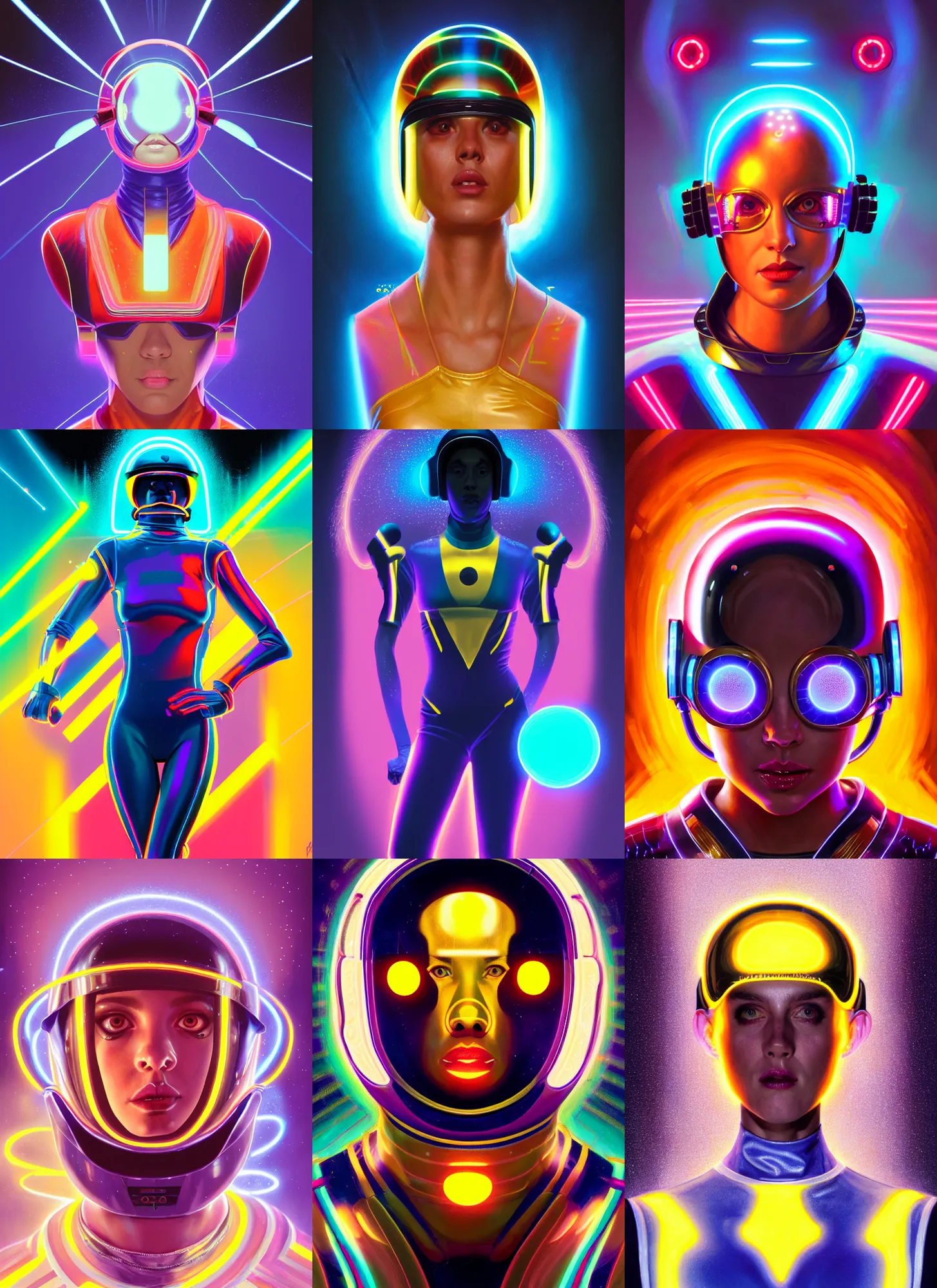 Prompt: symmetry!! portrait of side!! of a 9 0 s aerobic character with soda pop helmet and golden stripe spandex, explosive laser beams, ghostly, fantasy, glowing lights!! intricate, elegant, highly detailed, digital painting, artstation, concept art, smooth, sharp focus, illustration, art by julian del rey and greg rutkowski