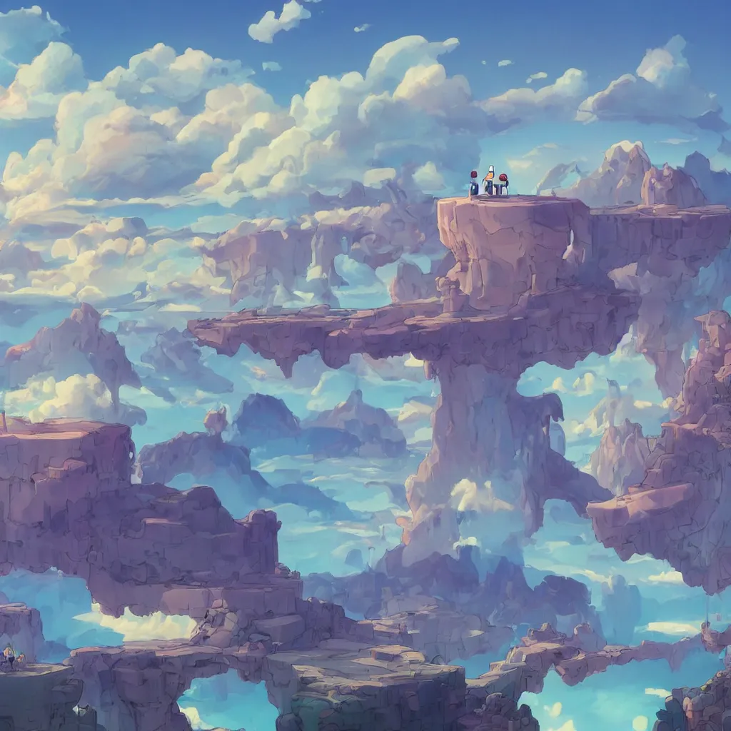 Prompt: amazing beautiful landscape ,a screenshot from adventure time, by Salvador dali and Makoto Shinkai