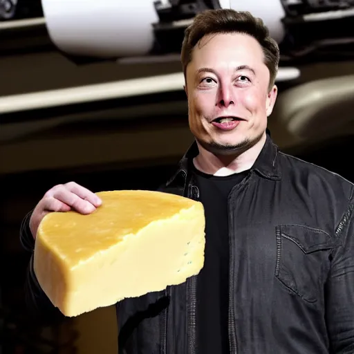 Image similar to elon musk holding 4 th - dimensional cheese