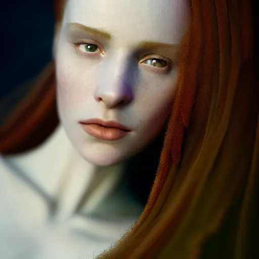 Image similar to photographic portrait of a stunningly beautiful english renaissance female in soft dreamy light at sunset, beside the river, soft focus, contemporary fashion shoot, in a denis villeneuve and tim burton movie, by edward robert hughes, annie leibovitz and steve mccurry, david lazar, jimmy nelsson, extremely detailed, breathtaking, hyperrealistic, perfect face, octane render