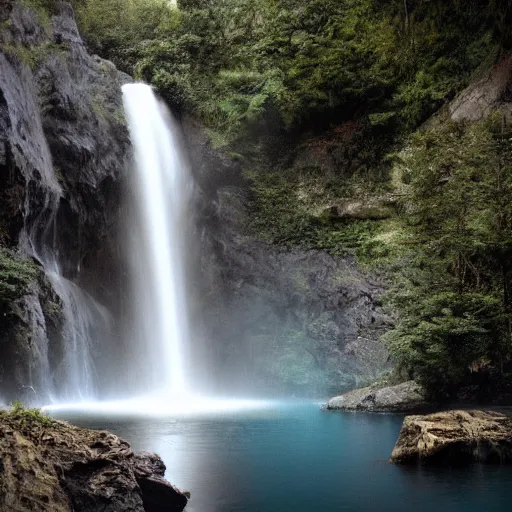 Image similar to moon inside a waterfall