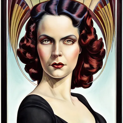 Image similar to an art nouveau, ( streamline moderne ), multi - racial portrait in the style of donato giancola and anna dittmann and charles dulac. very large, clear, expressive, and intelligent eyes. symmetrical, centered, ultrasharp focus, dramatic lighting, photorealistic digital matte painting, intricate ultra detailed background.