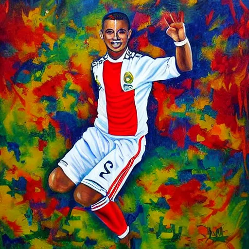 Prompt: a very detailed painting of luis nazario de lima ronaldo dance samba,