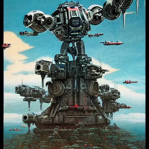 Image similar to attack of the killer robots, concept art, intricate details, highly detailed, vintage sci - fi poster, retro future, in the style of chris foss, rodger dean, moebius, michael whelan, and gustave dore