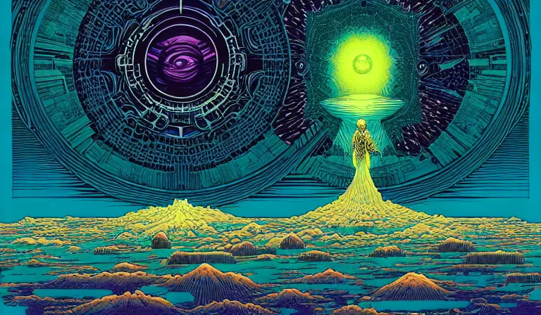 Prompt: an expansive rendering of beautiful nothingness by dan mumford, by jim fitzpatrick, by joe wilson, by jim burns, by victo ngai, by jacek yerka, featured on deviant art, trending on artstation
