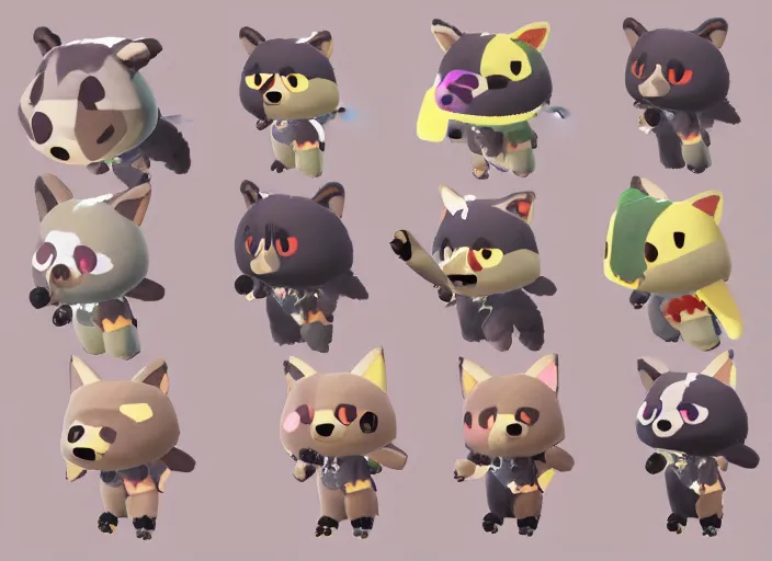 Prompt: a cute chibi werewolf animal crossing villager. animal crossing character. 3 d render, 3 d model rip, hq, artgerm, arstation,