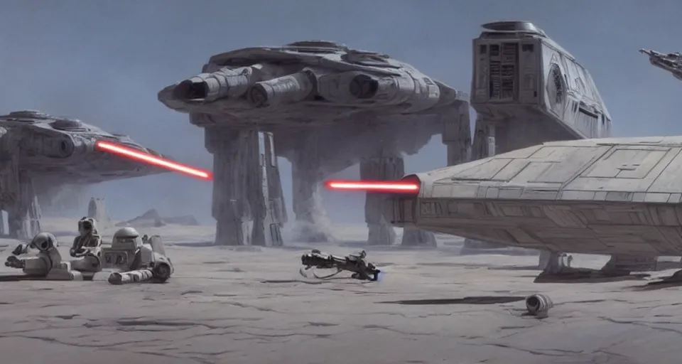 Image similar to film still from star wars, ralph mcquarrie, george lucas, octane