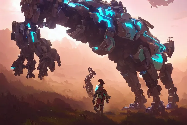 Image similar to grazer machine mecha animal beast robot of horizon forbidden west horizon zero dawn bioluminiscence, behance hd by jesper ejsing, by rhads, makoto shinkai and lois van baarle, ilya kuvshinov, rossdraws global illumination