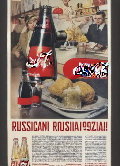 Image similar to Russian coca cola bootleg, 1963 magazine advert,