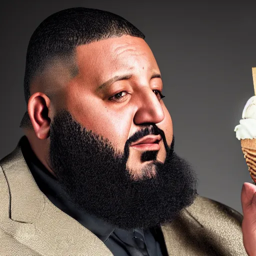 Image similar to a highly detailed realistic photographic render saint dj khaled with ice cream in hands, religious sculpture, cinematic lighting, cinematic scene, Volumetric lighting, Atmospheric scene, Dark, Horror, Atmospheric lighting, Global illumination, realistic, photo realism, hyper realistic, hyper realism, photo realisitc, cinematic render, film, beautifully lit, ray traced, octane 3D render, octane render, unreal engine