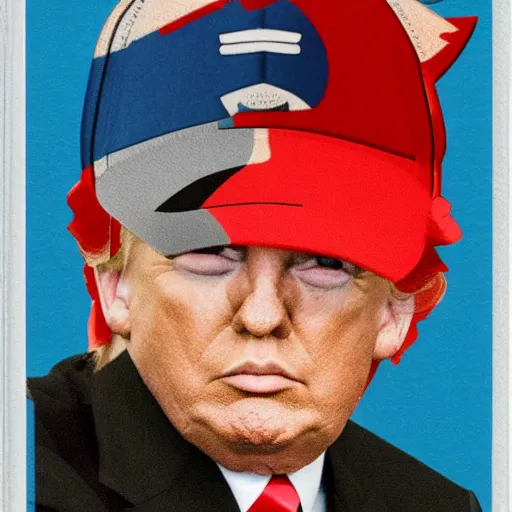 Image similar to a pokemon card of donald trump