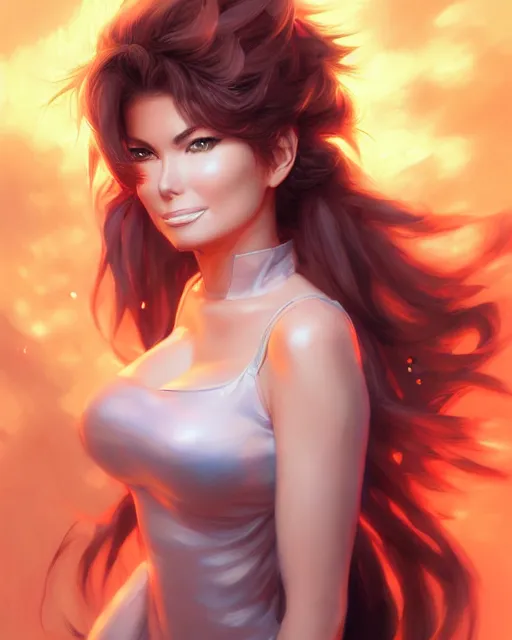 Image similar to anime portrait of Shania Twain by Stanley Artgerm Lau, WLOP, Rossdraws, James Jean, Andrei Riabovitchev, Marc Simonetti, and Sakimichan, trending on artstation