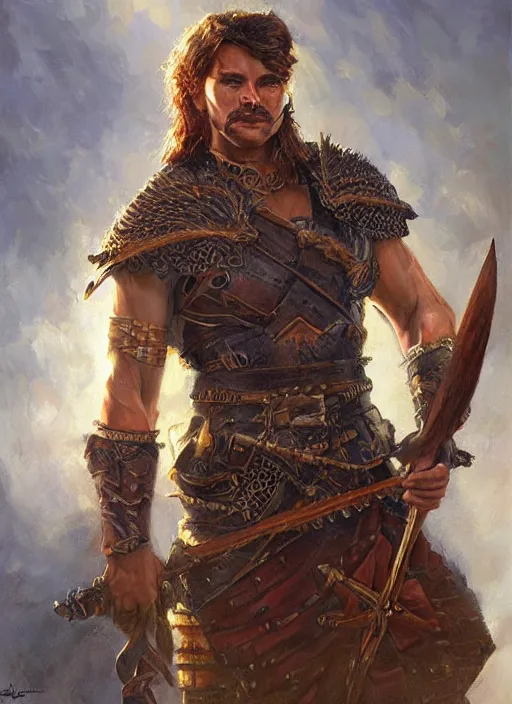 Prompt: a ultra realistic fantasy portrait painting of a male warrior, ultra detailed, art by ralph horsley, swanland, sabbas, dynamic lighting,. cinematic lighting