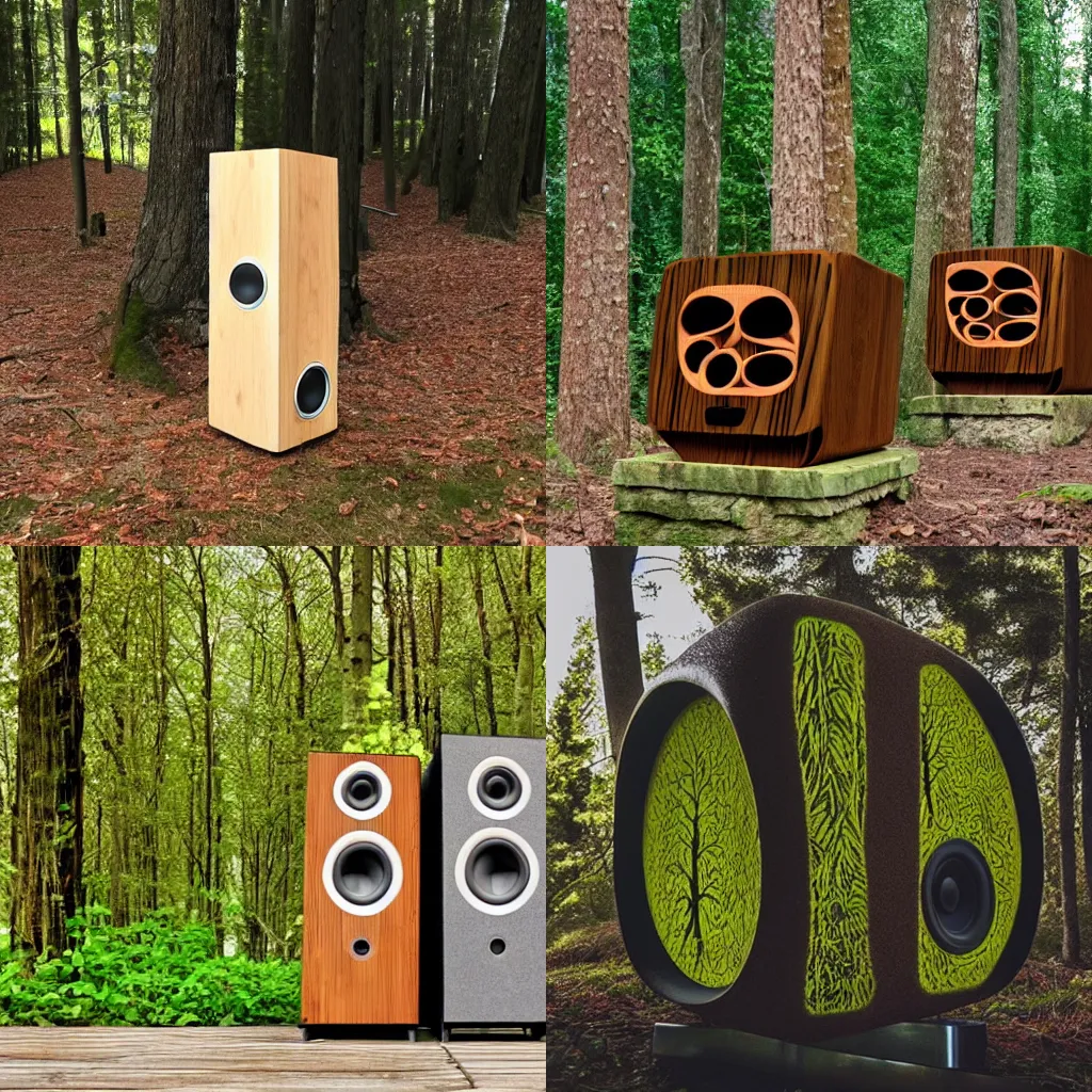 Prompt: forest in the shape of speakers