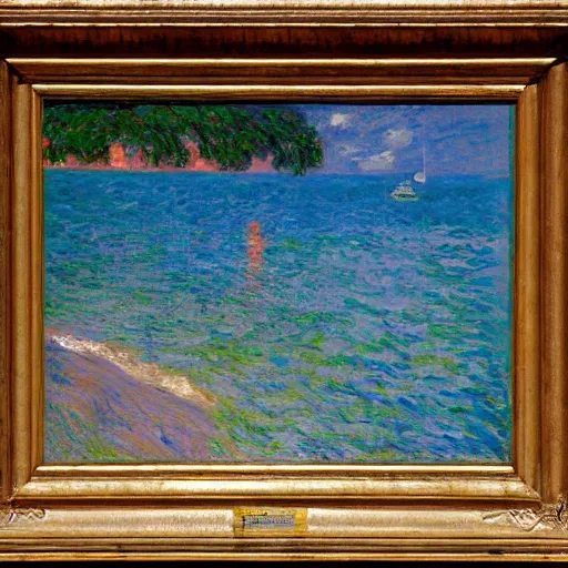 Image similar to oil paint impasto reliefs, italian beach scene, an artwork by charles w. bartlett and claude monet and colin campbell cooper