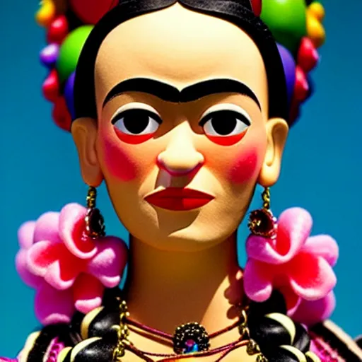 Prompt: Frida Kahlo as a Pixar figurine, vibrant, hyperrealistic, Maximalism, mystical, ornate, Intricate