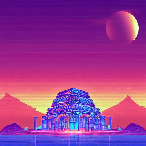 Image similar to ancient middle eastern structure, epic retrowave art, trending on art station
