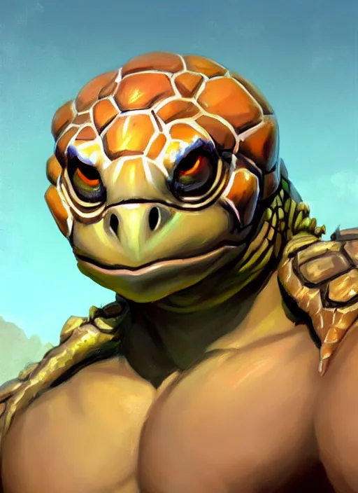 Image similar to Greg Manchess portrait painting of an anthropomorphic monster sea turtle character from league of legends, full shot, asymmetrical, splashscreen, Organic Painting, sunny day, Matte Painting, bold shapes, hard edges, cybernetic, street art, trending on artstation, by Huang Guangjian and Gil Elvgren and Sachin Teng