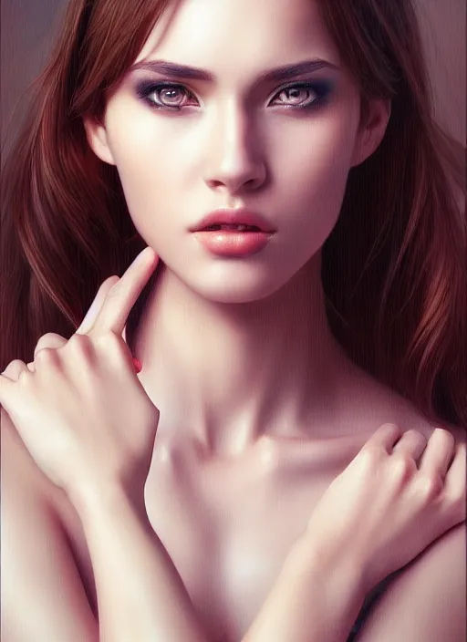 Image similar to photo of a gorgeous young woman in the style of stefan kostic, realistic, sharp focus, 8 k high definition, insanely detailed, intricate, elegant, art by stanley lau and artgerm