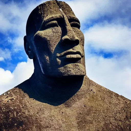 Prompt: moai statue of dwayne johnson