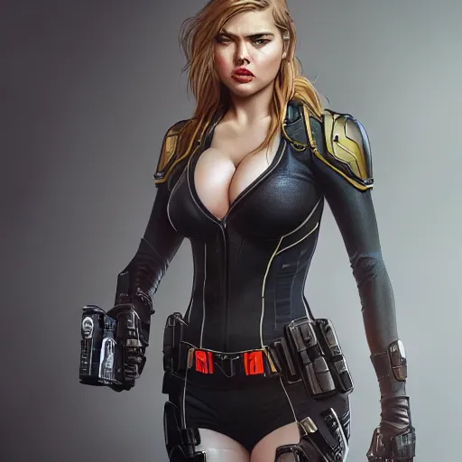 Image similar to kate upton as black widow, au naturel, hyper detailed, digital art, trending in artstation, cinematic lighting, studio quality, smooth render, unreal engine 5 rendered, octane rendered, art style by klimt and nixeu and ian sprigger and wlop and krenz cushart