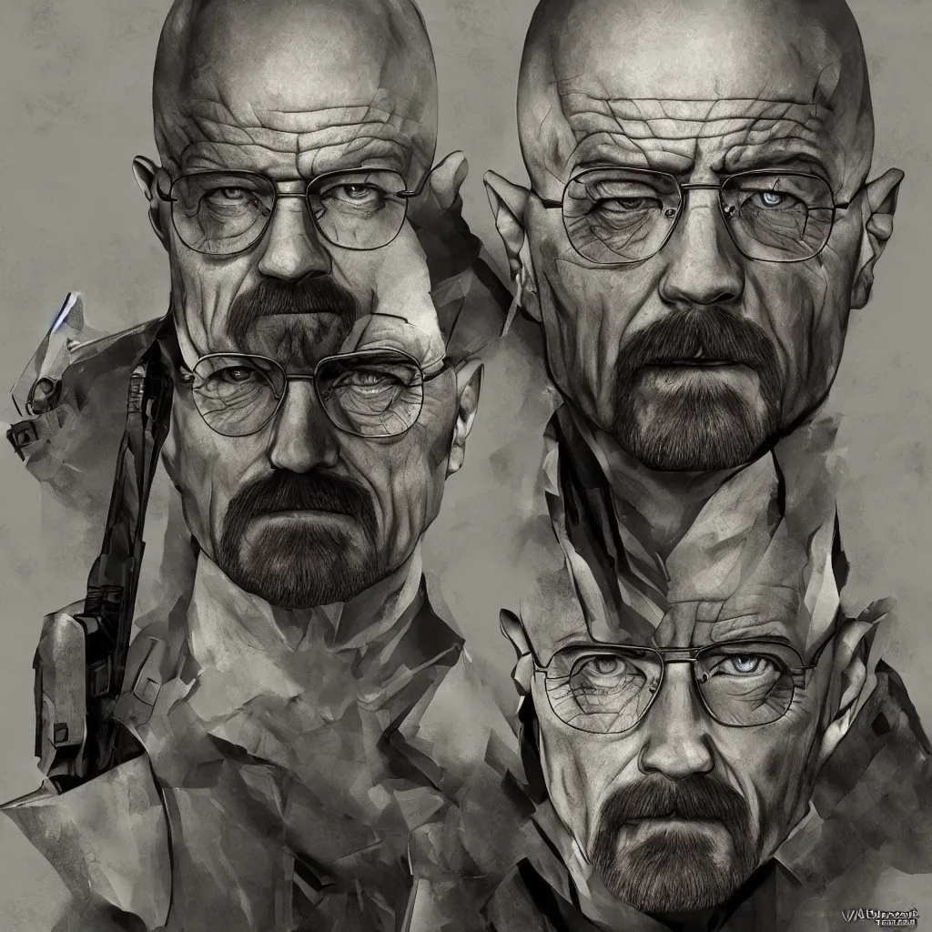 Prompt: walter white as chamber from valorant, video game, digital art