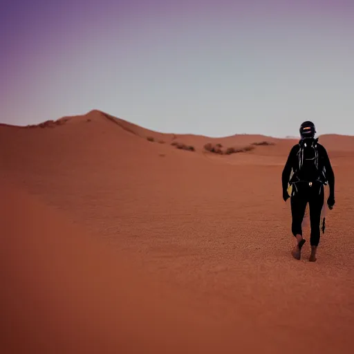 Image similar to a scuba diver walking in the desert, photography, highly detailed, high quality, 8 k, soft lighting,