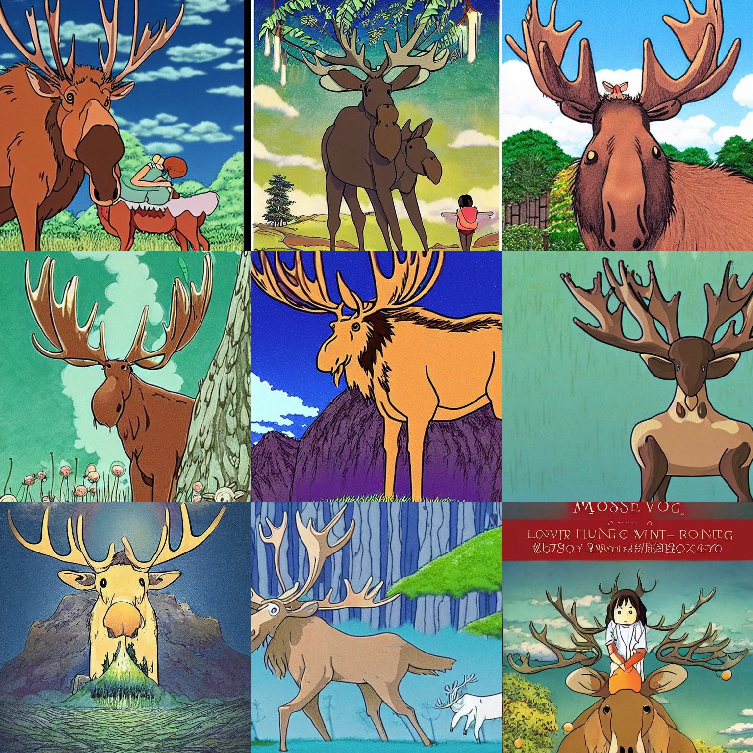 Prompt: Loving Moose God by Studio Ghibli, award-winning art