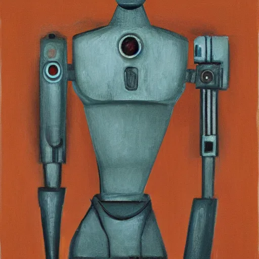 Prompt: portrait of a robot by amadeo modigliani in the style of greg rutkowski