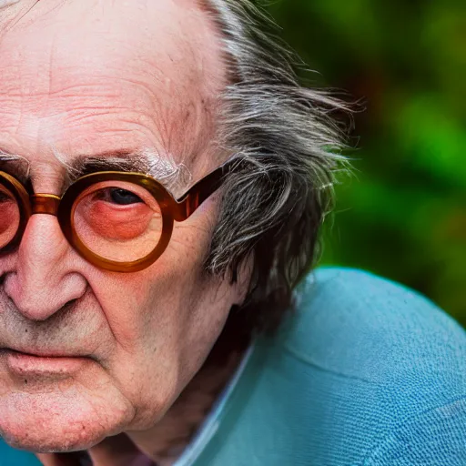 Image similar to old john lennon at age 9 0 years old, color ( sony a 7 r iv, symmetric balance, polarizing filter, photolab, lightroom, 4 k, dolby vision, photography award ), vogue, perfect face