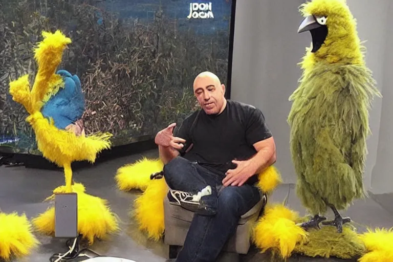 Prompt: “ big bird as a guest on joe rogan experience ”