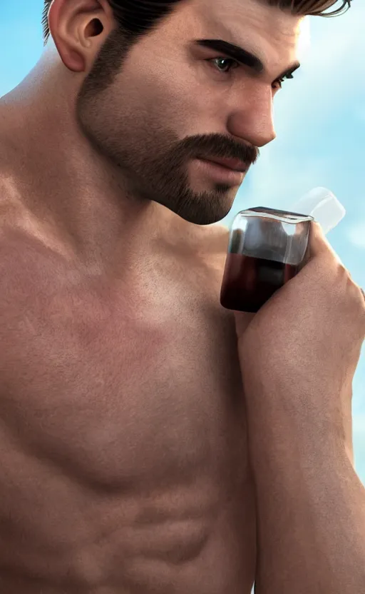 Image similar to handsome manly mario with stubble on dandruff shampoo bottle, photorealistic, realistic, photo, human - like, hdr, 8 k, high quality, high resolution, detailed, lossless, 8 k quality, 8 k resolution, 4 k