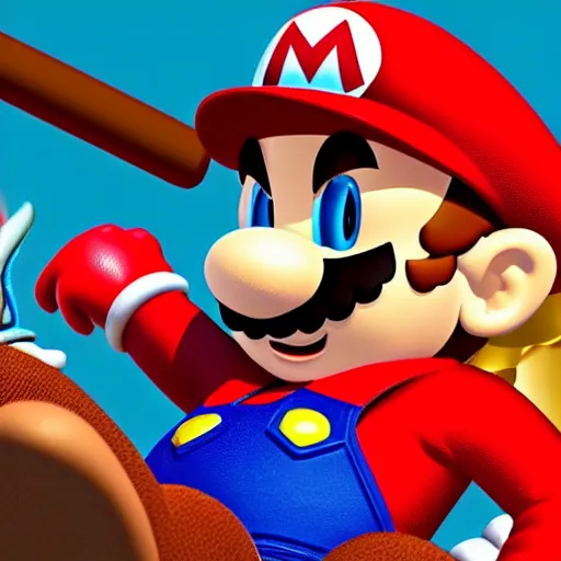 Image similar to Hyper realistic photo of Mario. Extremely detailed. Beautiful. 4K. Award winning