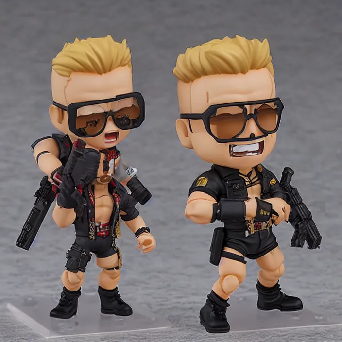 Image similar to Duke Nukem!!!!!!!!!!!!!!!!!, An anime Nendoroid of Duke Nukem, figurine, detailed product photo