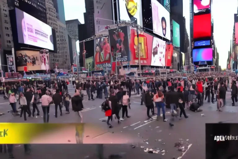 Image similar to android cannibals attacking people in times square security camera footage