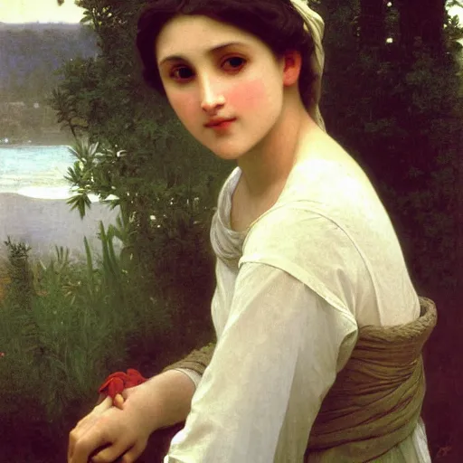 Image similar to a portrait of a character in a scenic environment by William-Adolphe Bouguereau