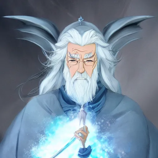 Image similar to Gandalf as an anime girl, digital painting, artstation, concept art, sharp focus, illustration, art by studio ghibli and Hayao Miyazaki, highly detailed