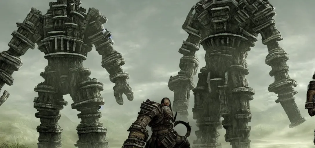 Image similar to jeff bezos as shadow of the colossus