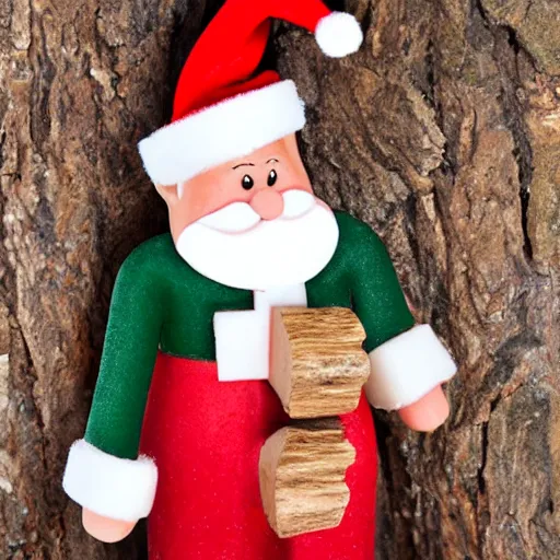 Image similar to tio de nadal, log with a santa hat