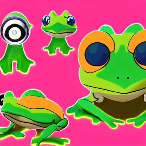 Image similar to frog made out of other frogs, wes anderson, screenshot from pokemon sword and shield