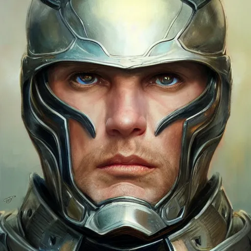 Prompt: snake as a realistic fantasy knight, closeup portrait art by donato giancola and greg rutkowski, digital art, trending on artstation, symmetry!!